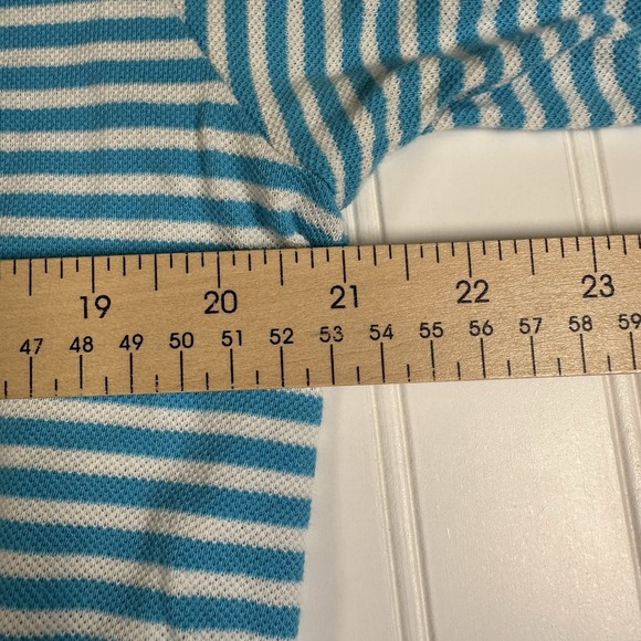 Lacoste Sport Polo Shirt Mens Large 5 Blue Striped Roland Garros Paris Golf - Picture 6 of 7